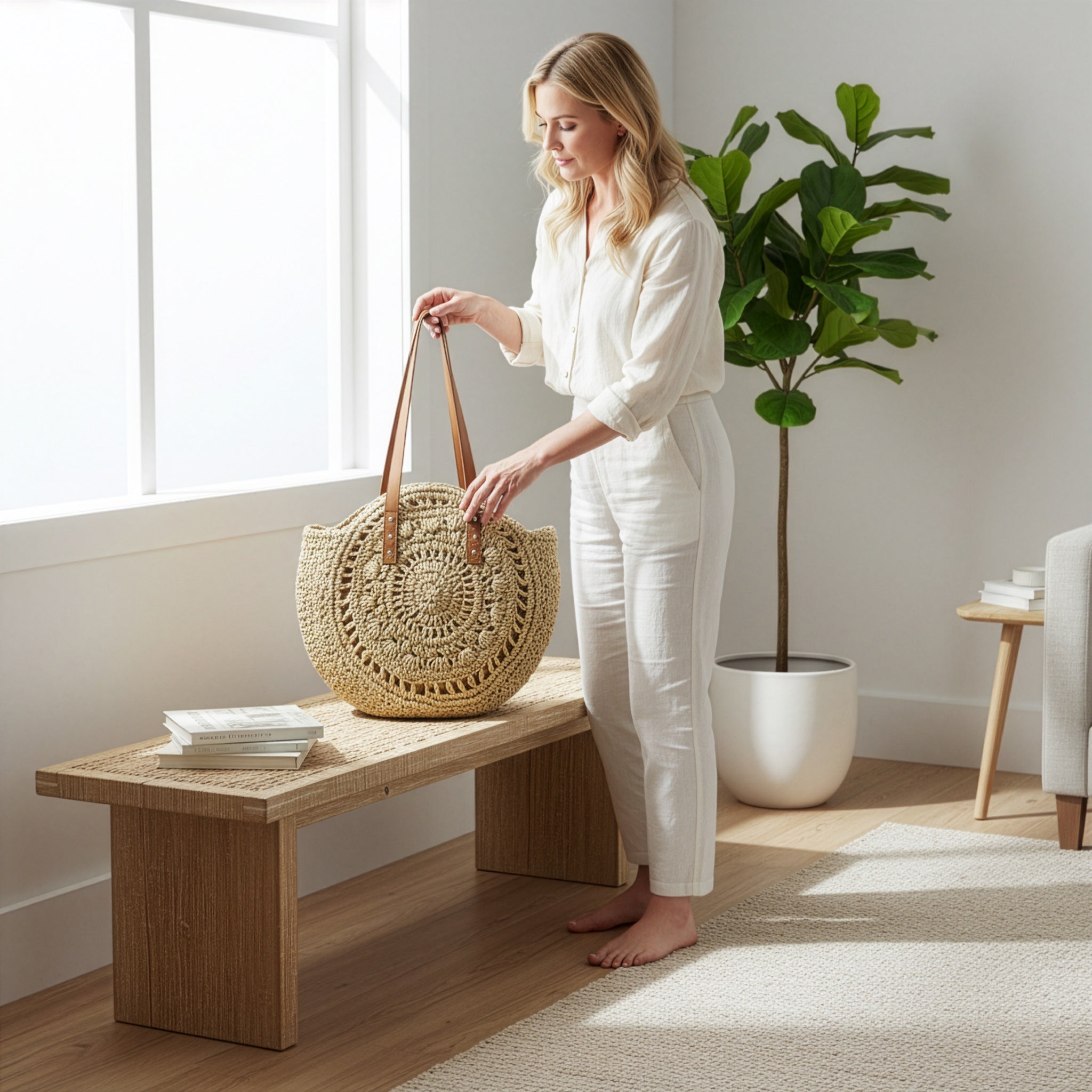 Shoreline Straw Tote