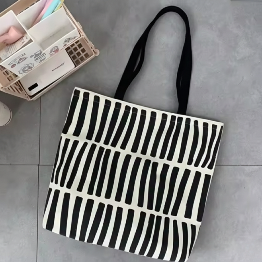 Striped Minimalist Canvas Tote