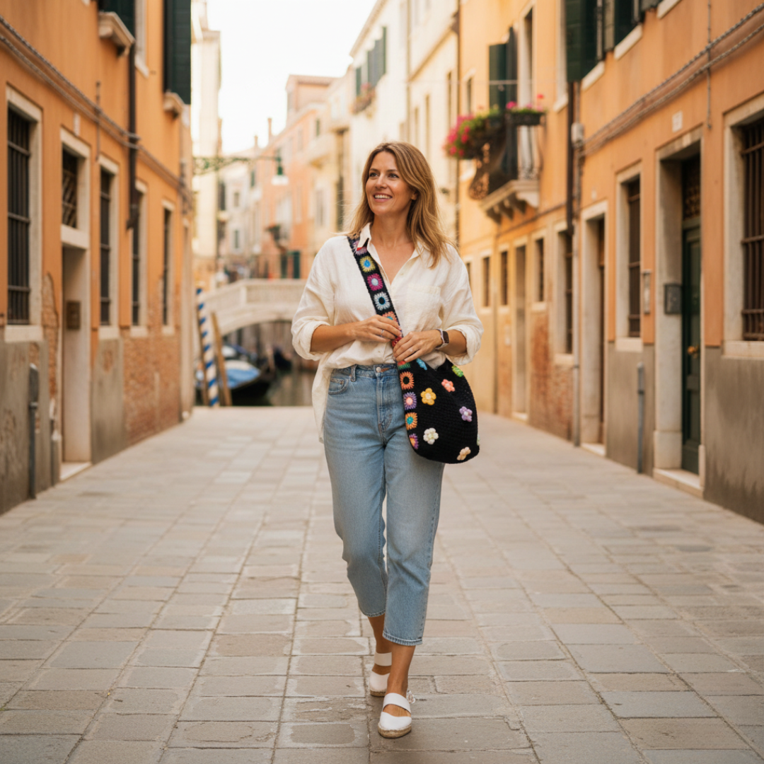 Elara Crochet Floral Tote