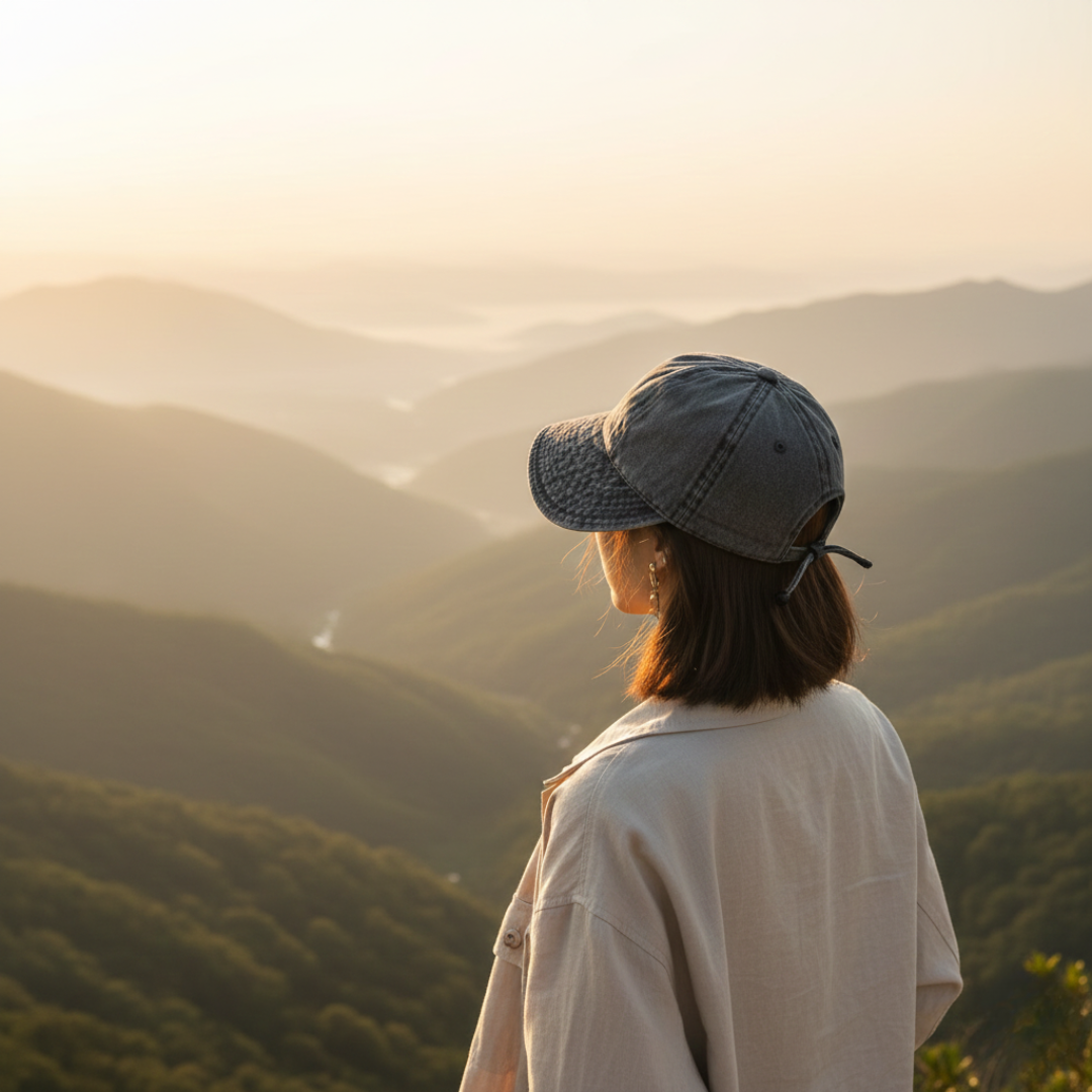 Washed Denim Drawstring Hat